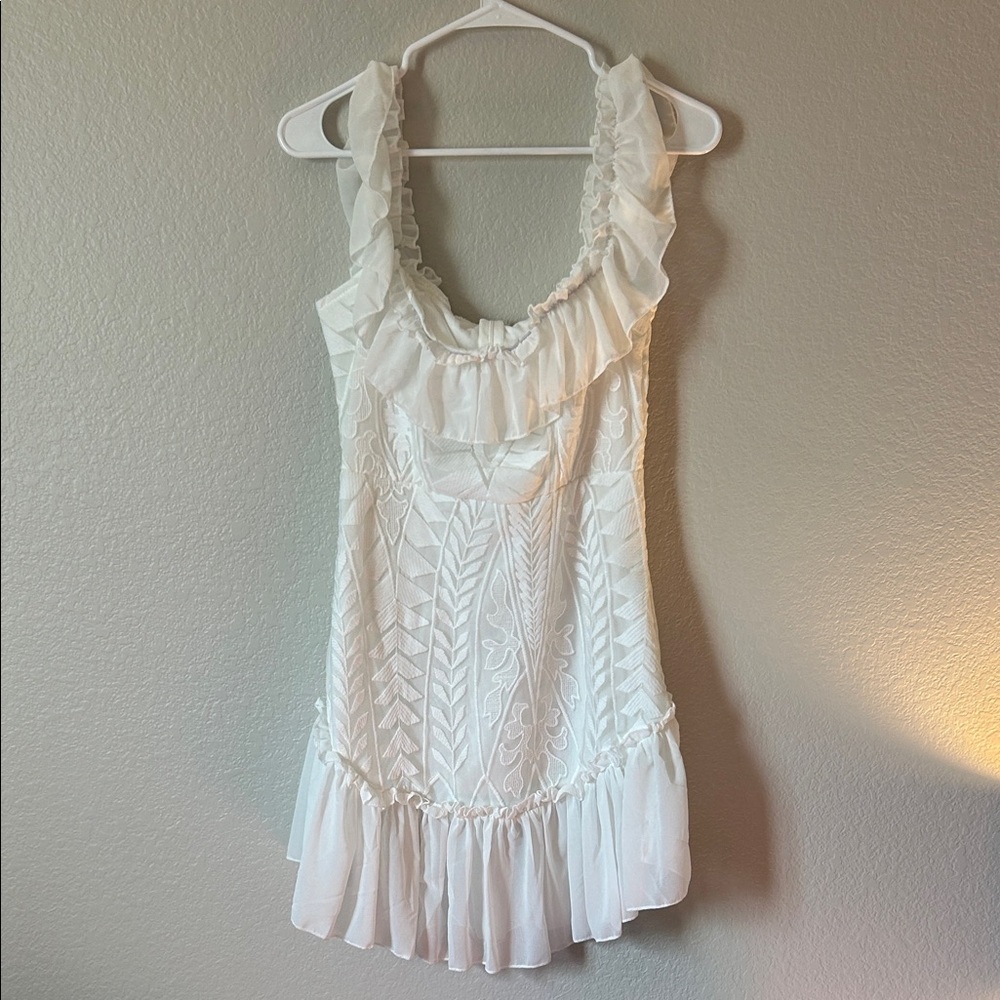Elegant White Ruffled Dress